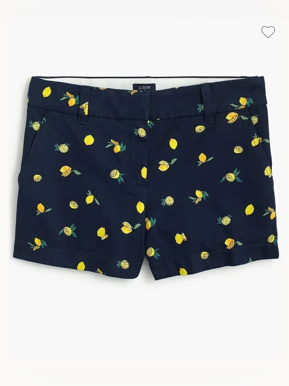J. Crew Factory Navy Yellow Lemon-print 4.5” Classic Chino Shorts Cotton 8